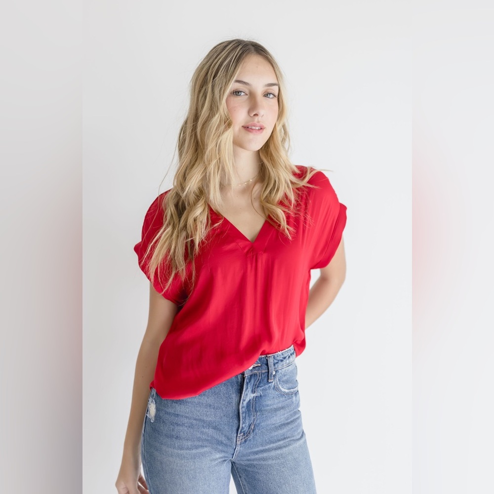Naked Zebra Double V Neckline Top - Hot Pink